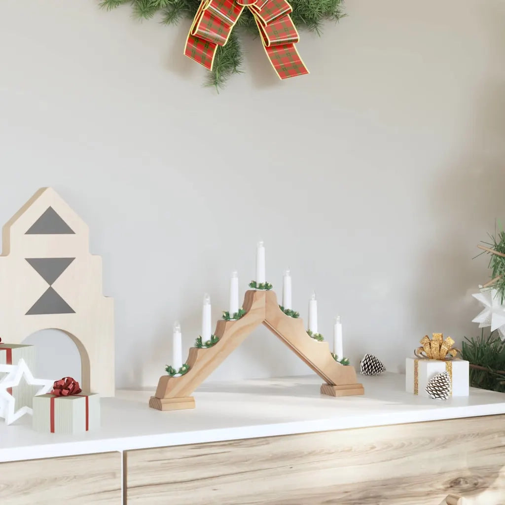 Ponte con Candele di Natale con 7 LED Marrone 39.5 x 5 x 29 cm
