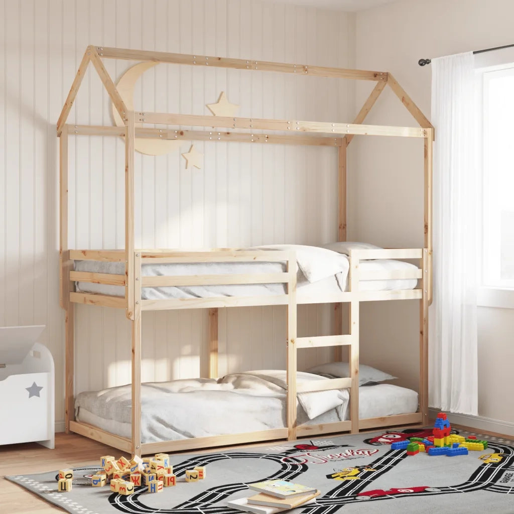 Letto a Castello con Tetto 80x200 cm in Legno Massello di Pino 3282121