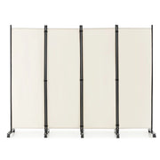 Divisorio con 4 pannelli su ruote-Paravento portatile in tessuto per casa ufficio soggiorno Beige