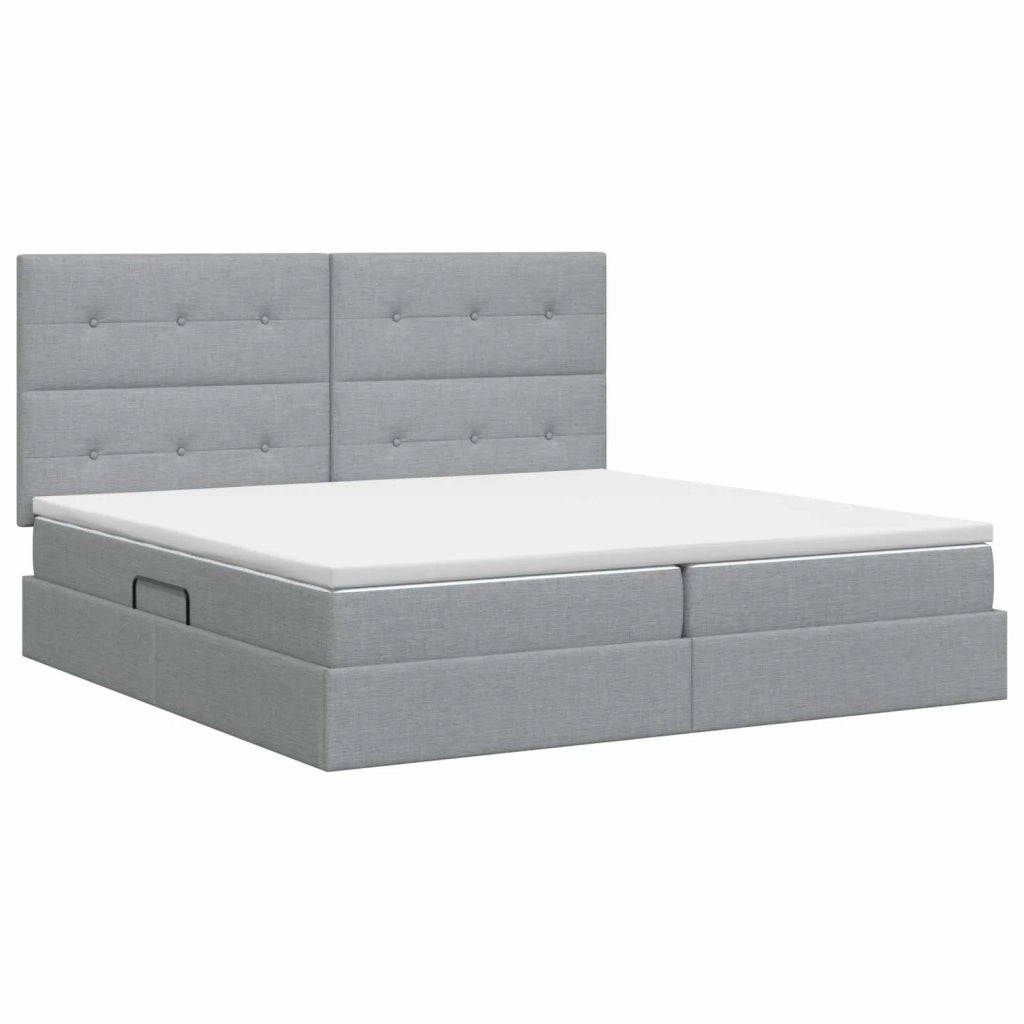 Letto con contenitore e materasso Grigio Chiaro 200 x 200 cm 3459525