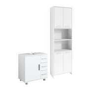 Vicco Set di mobili da bagno Bianco 2 pezzi, con colonna e base lavabo