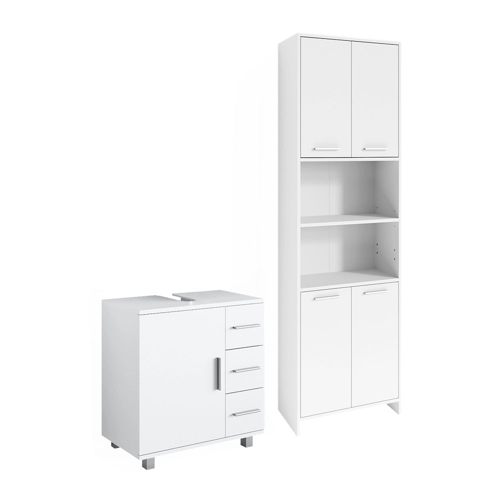 Vicco Set di mobili da bagno Bianco 2 pezzi, con colonna e base lavabo
