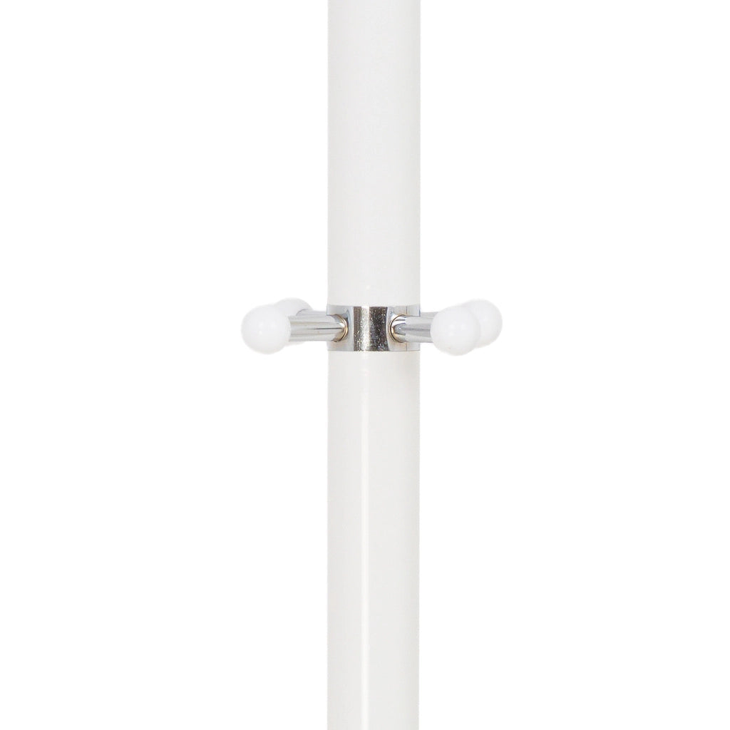 Perchero de metal blanco con paraguero y 6 ganchos D36x173h cm