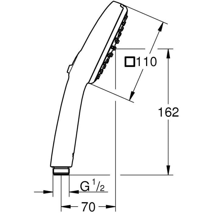 Soffione doccia - GROHE Vitalio Comfort 110 263972431 - 2 getti (Pioggia/Stimolante) - Selezione facile - Risparmio idrico - Nero opaco