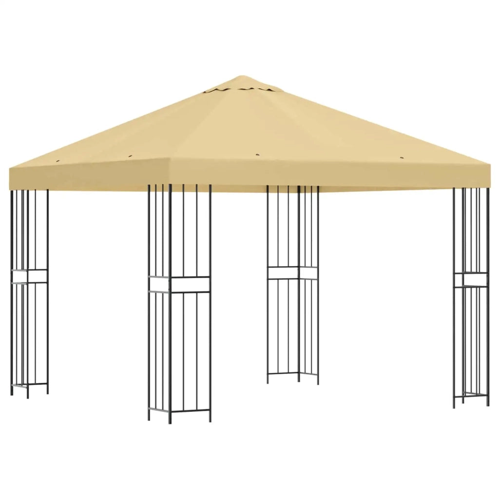 Gazebo | Pergolato 3 x 3 m Crema Poliestere e Acciaio 190 gsm