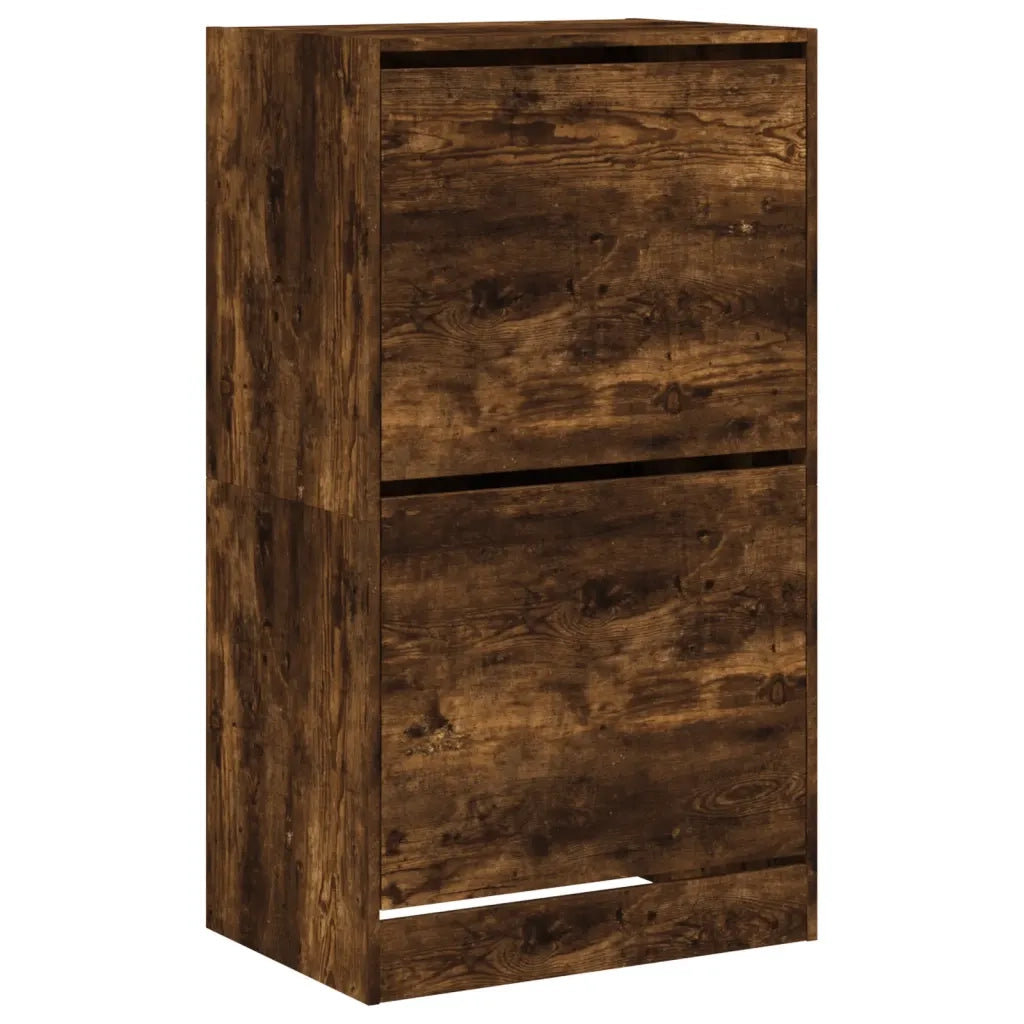 Scarpiera | Mobile per scarpe con 2 Cassetti Ribaltabili Rovere Fumo 60x42x180 cm