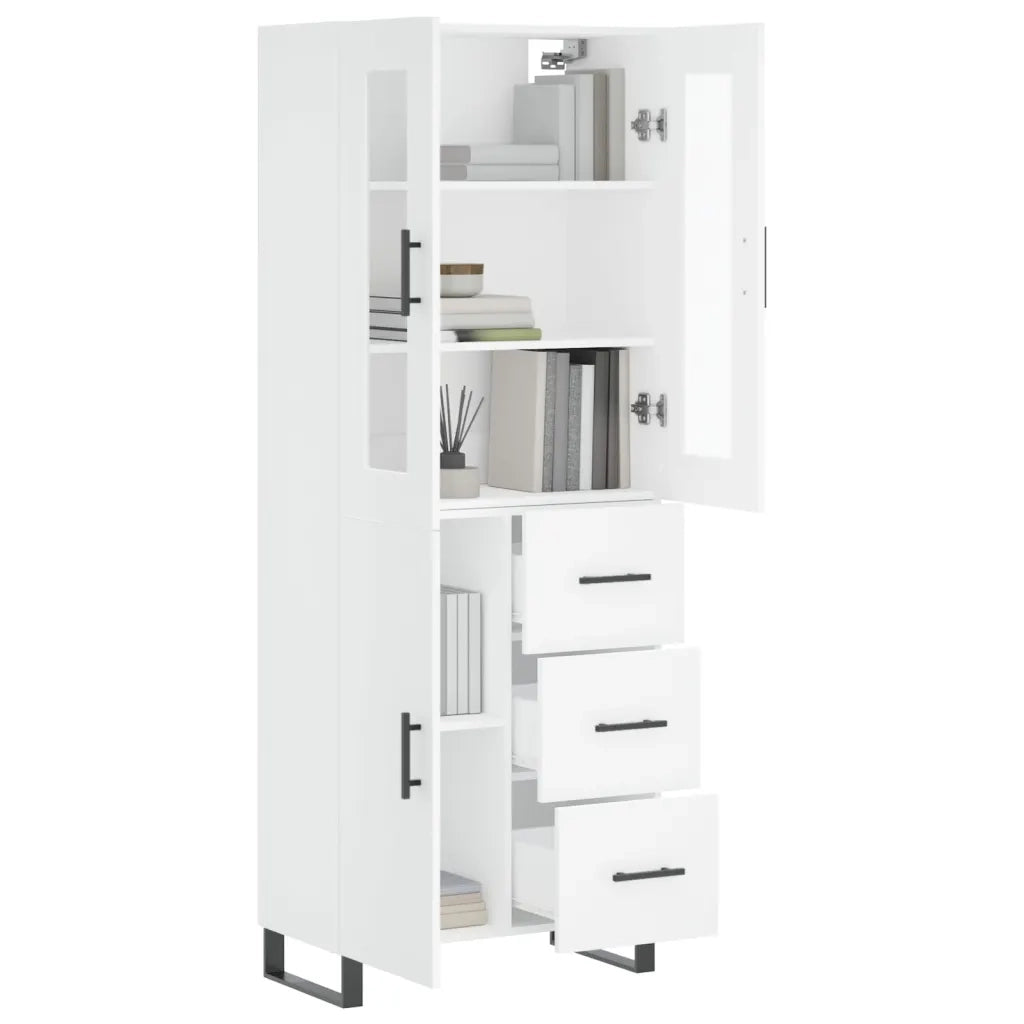 Credenza-Buffet-Armadio da cucina Bianca 69,5x34x180 cm in Legno Multistrato 519603