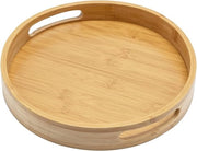 Dienblad in bambù - tavolo da caffè/sala in legno con maniglie - legno naturale - 30 cm