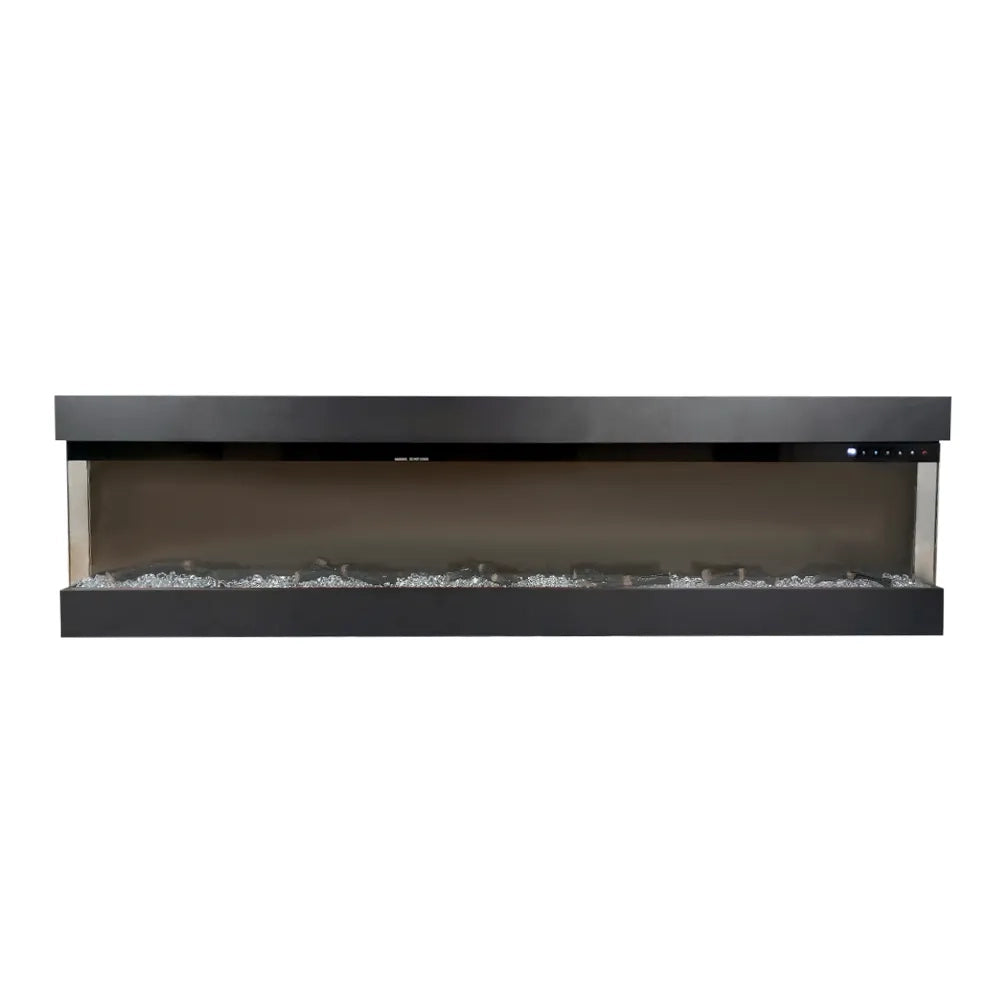 Tempo Style - Camino elettrico a parete e da incasso VELAR | Stufa ventilata da 750W/1500W a basso consumo (Nero, 182cm)