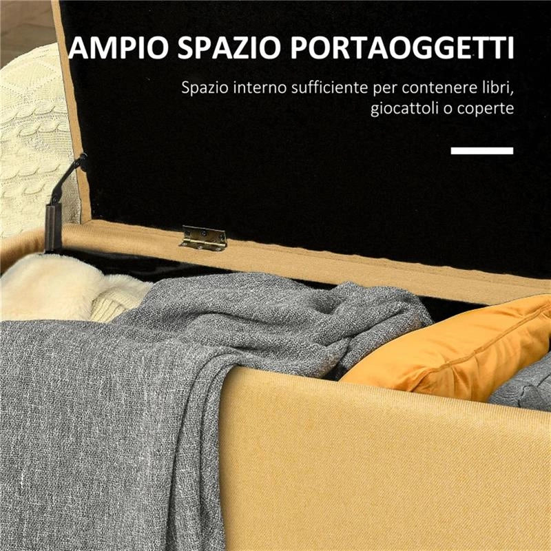 PANCA FONDO LETTO CON SPAZIO CONTENITORE E RIVESTIMENTO IN POLIESTERE GIALLO, 101X38.5X44.5 CM