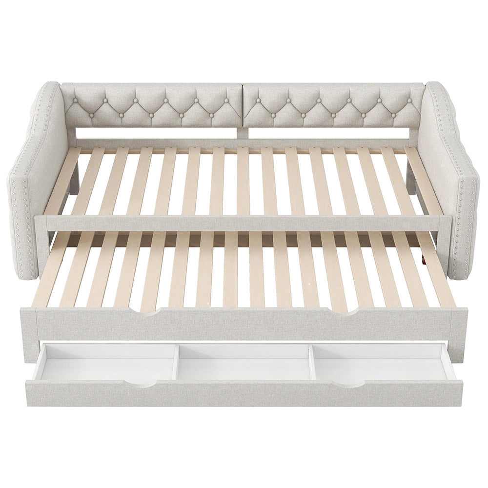 Letto giorno 90x200cm?- Xylo - 3 cassetti LED beige