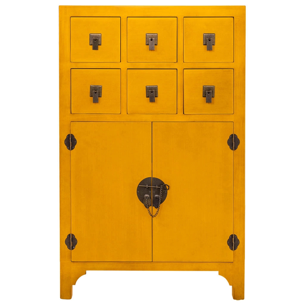 Comò in legno con 6 cassetti e 2 porte 63x26x101