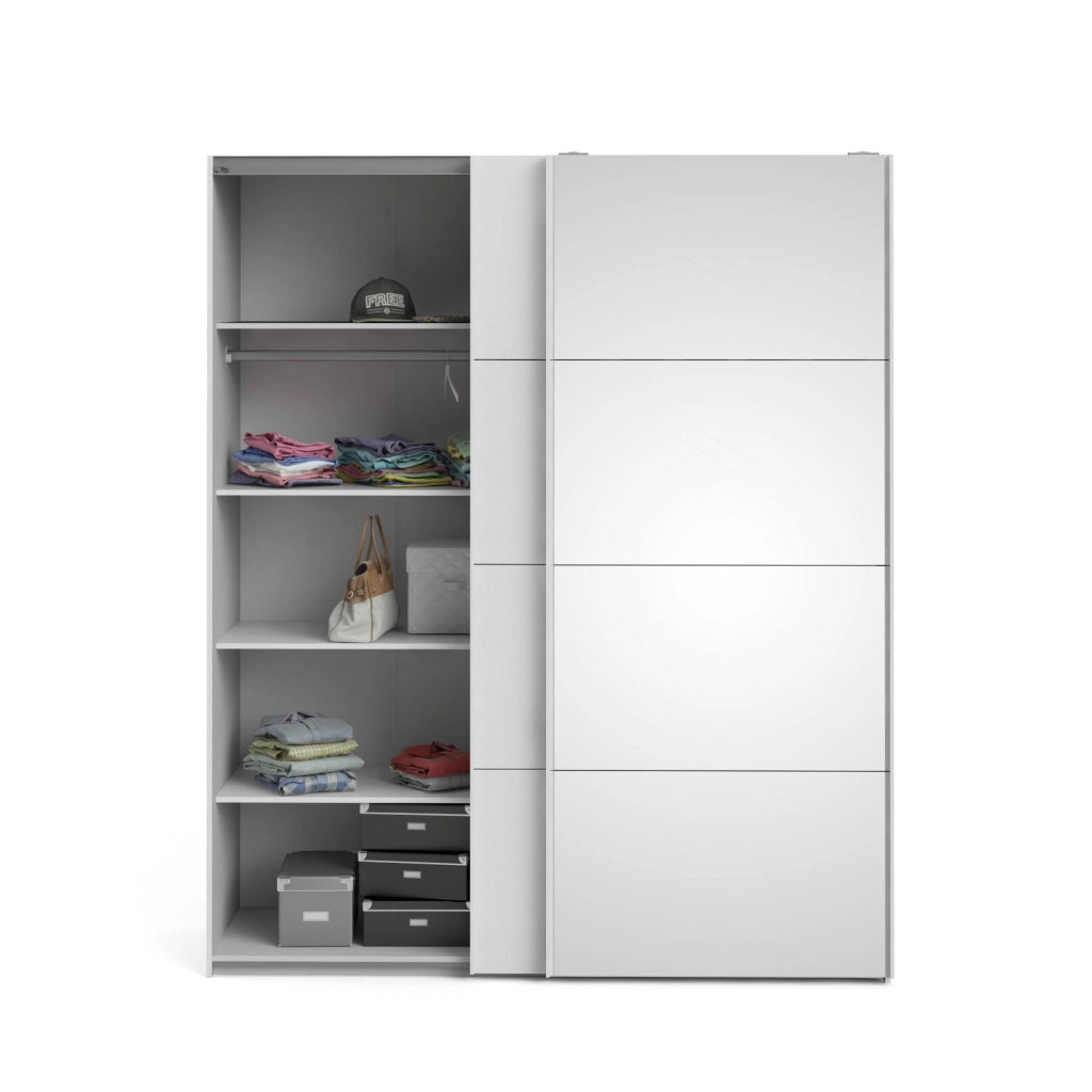 Guardaroba 2 ante Taxus, Mobile camera da letto, Cabina armadio portabiti, Armadio appendiabiti, 182x61 h220 cm, Bianco lucido