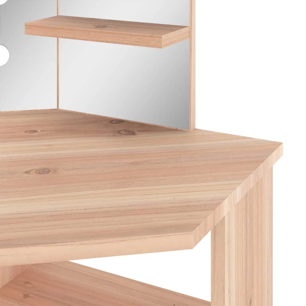 Toeletta tavolo da trucco di design mobile angolare per camera da letto con illuminazione a LED 111 x 54 x 141,5 cm rovere 02_0006356