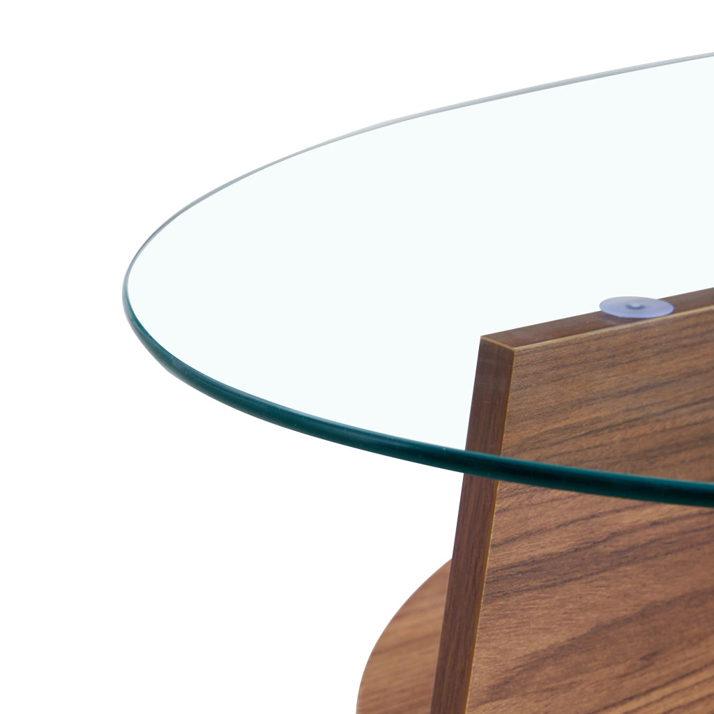 TAVOLINO DA CAFFÈ OVALE 104,9 x 60 cm Vetro Trasparente Noce