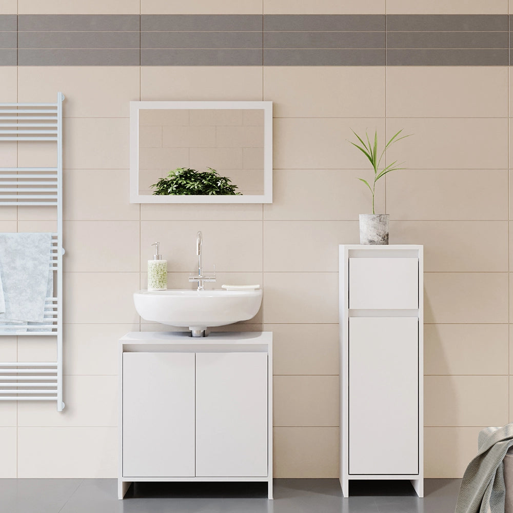 Vicco Set mobili bagno Bianco 3 parti, con mobile midi