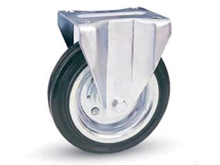RUOTE INDUSTRIALI IN GOMMA CON PIASTRA FISSA 80SEA  ø mm.125x37,5 piastra mm.115x85 155h. p. Kg.100    AVO