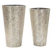 Barale, Vaso set 2 Vasi, Finitura Effetto Materico, Argento