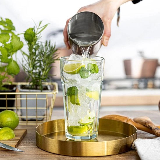 Set di bicchieri in vetro XXL - 630 ml - Set di 6 bicchieri Highball Tall Milkshake Sap Smoothie - Resistenti al lavastoviglie - Collezione Alva - Translucido