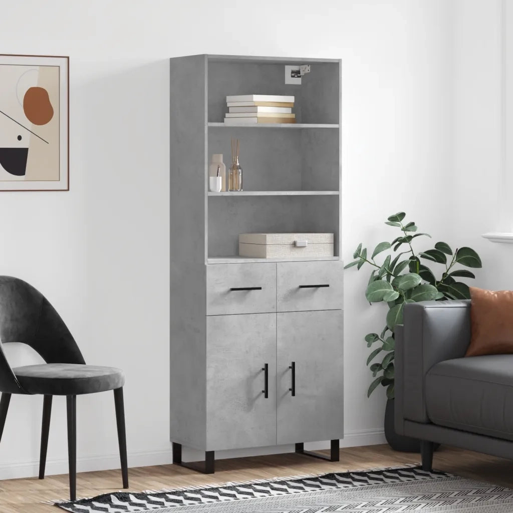 Credenza | Madia | Buffet da pranzo | Armadio da pranzo Grigio Cemento 69,5x34x180 cm in Legno Multistrato