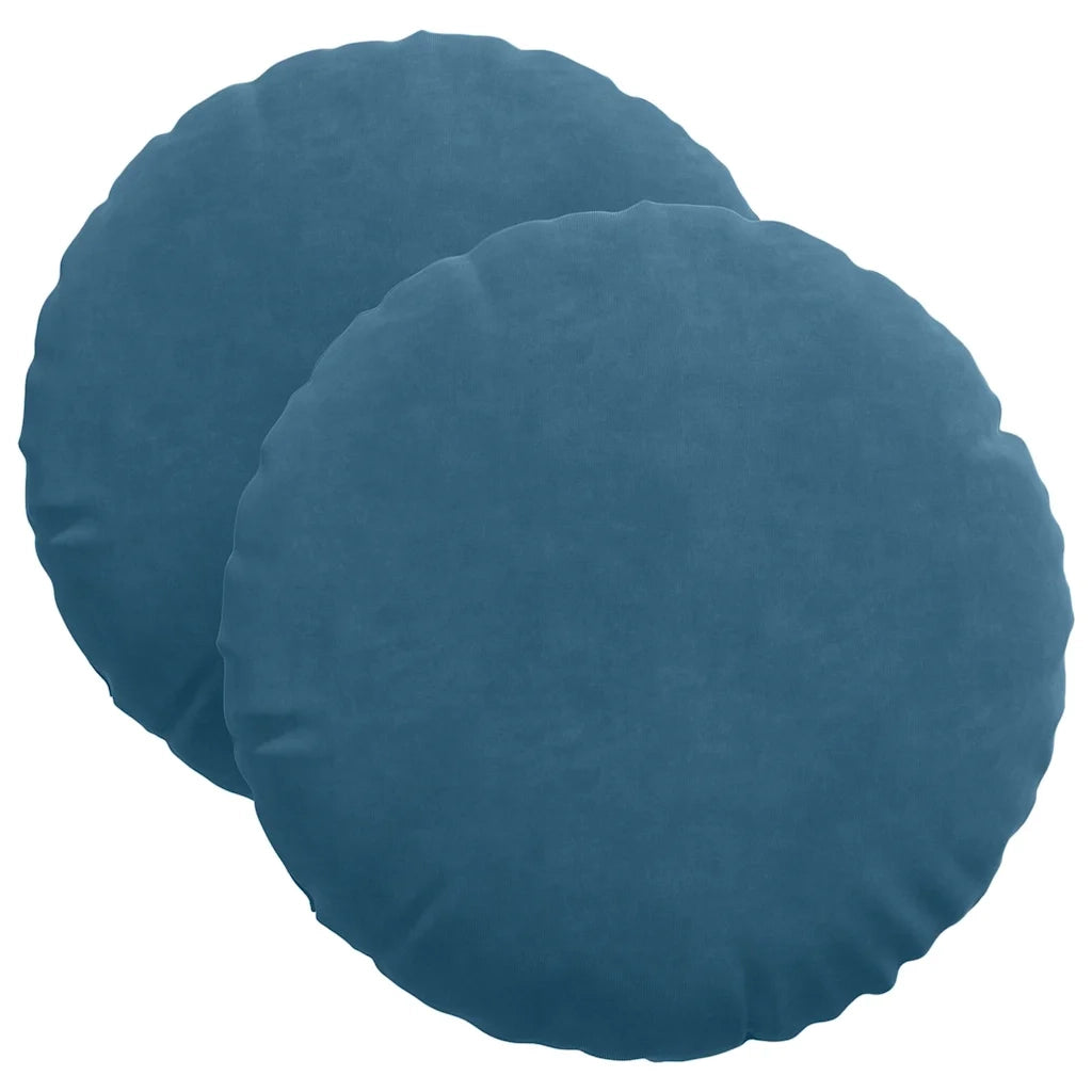 Cuscini per Seduta 2 pcs Blu Ø 40 x 13 cm Velluto 42014136