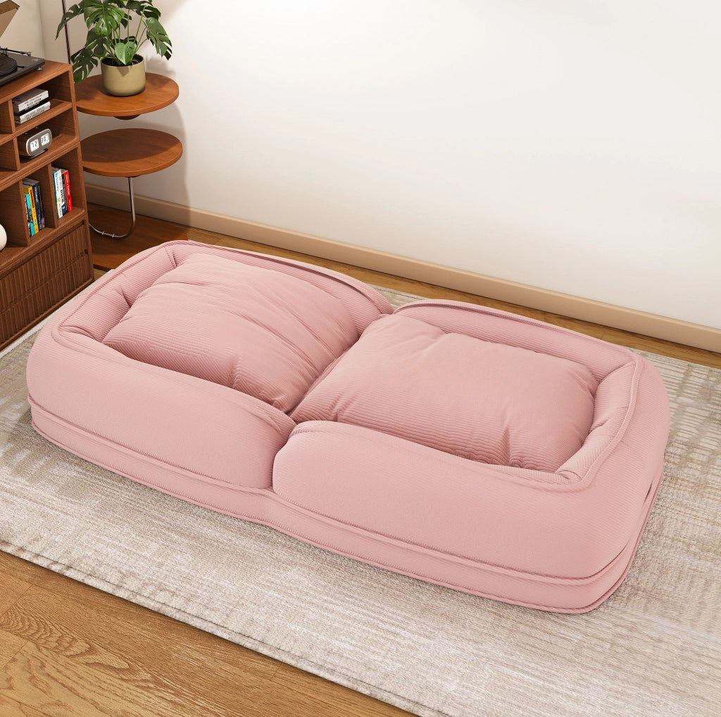Sofa letto pieghevole ergonomico 80x22x87 cm in tessuto e metallo; rosa