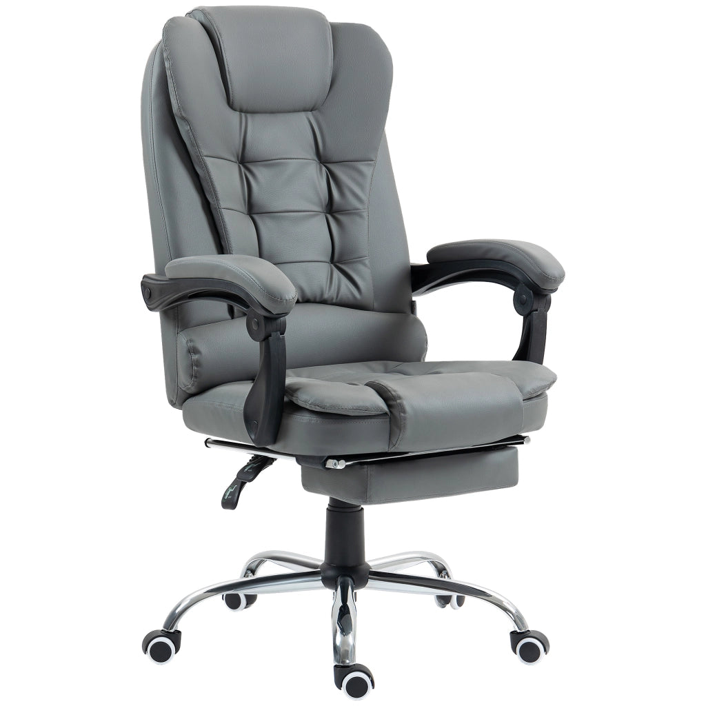 Sedia Ergonomica Reclinabile con Poggiapiedi ¨C Zephmum ¨C Grigio Similpelle