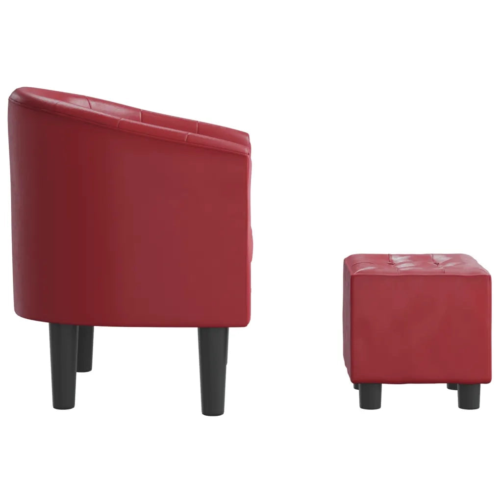 Poltrona a Pozzetto con Poggiapiedi Rosso Vino in Similpelle 356467