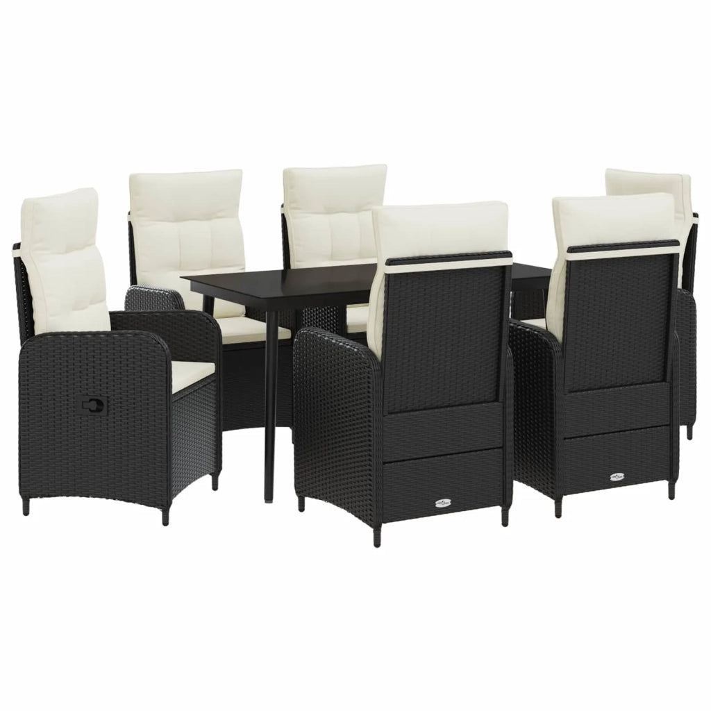 Set Tavolo da Salotto con cuscino 7 pcs Nero e Bianco Crema 3422457