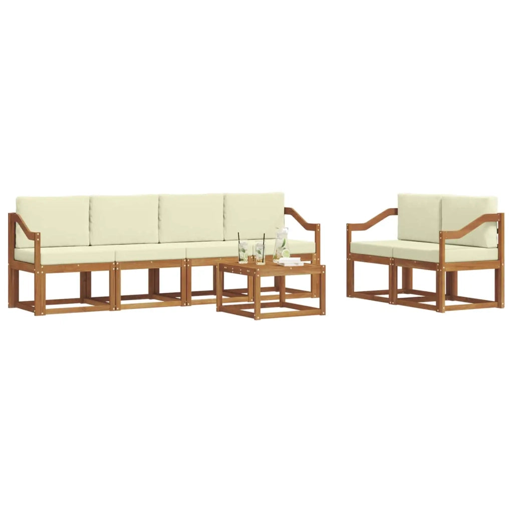 Set di divani da esterno con cuscino 7 pcs Naturale e Crema 3366058