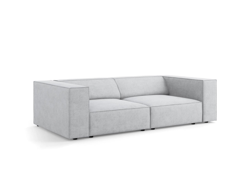 Cosmopolitan Design - Divano "Arendal" 3 posti in ciniglia con effetto a coste grigio chiaro 