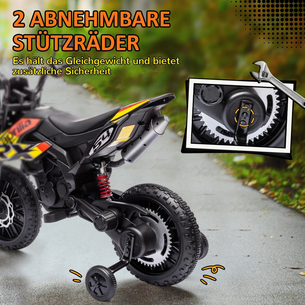 Motocicletta Elettrica per Bambini con Ruote di Supporto e Luci LED ¨C zephmum ¨C Giallo