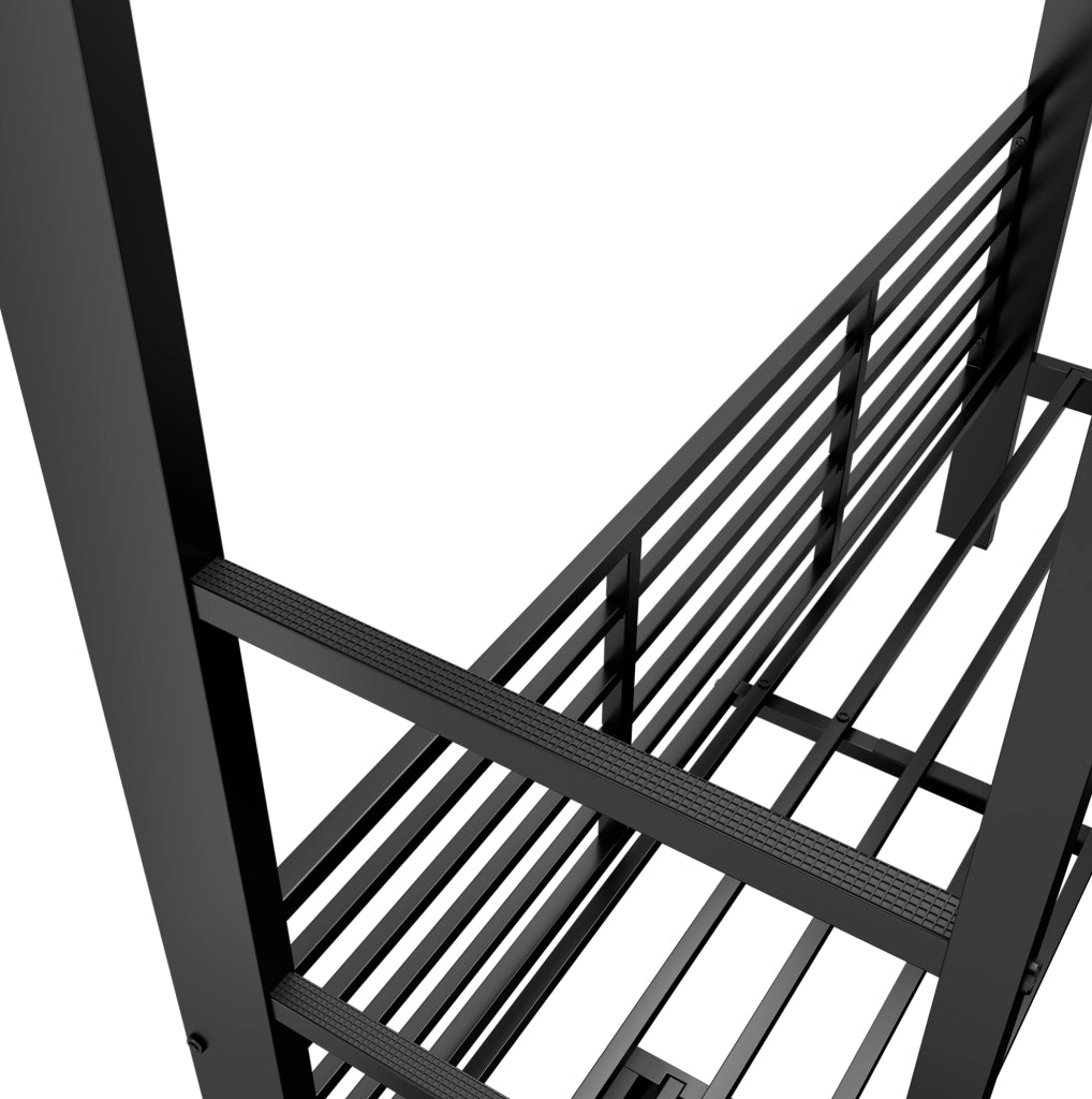 Letto a castello in metallo con letto estraibile; 3 posti letto; 140 × 200 cm; nero