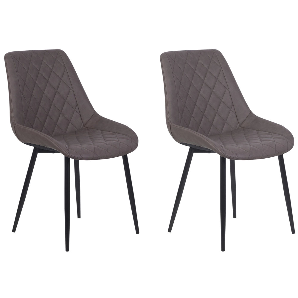 Set di 2 sedie da pranzo Cucina con rivestimento trapuntato in ecopelle marrone