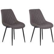 Set di 2 sedie da pranzo Cucina con rivestimento trapuntato in ecopelle marrone