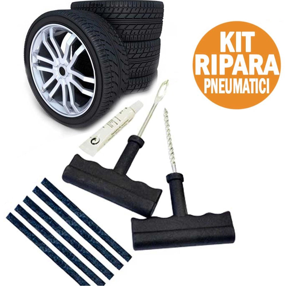 Trade Shop - Kit Ripara Pneumatici Gomme Riparazione Per Auto Moto Da Foratura Gomme Ruote -