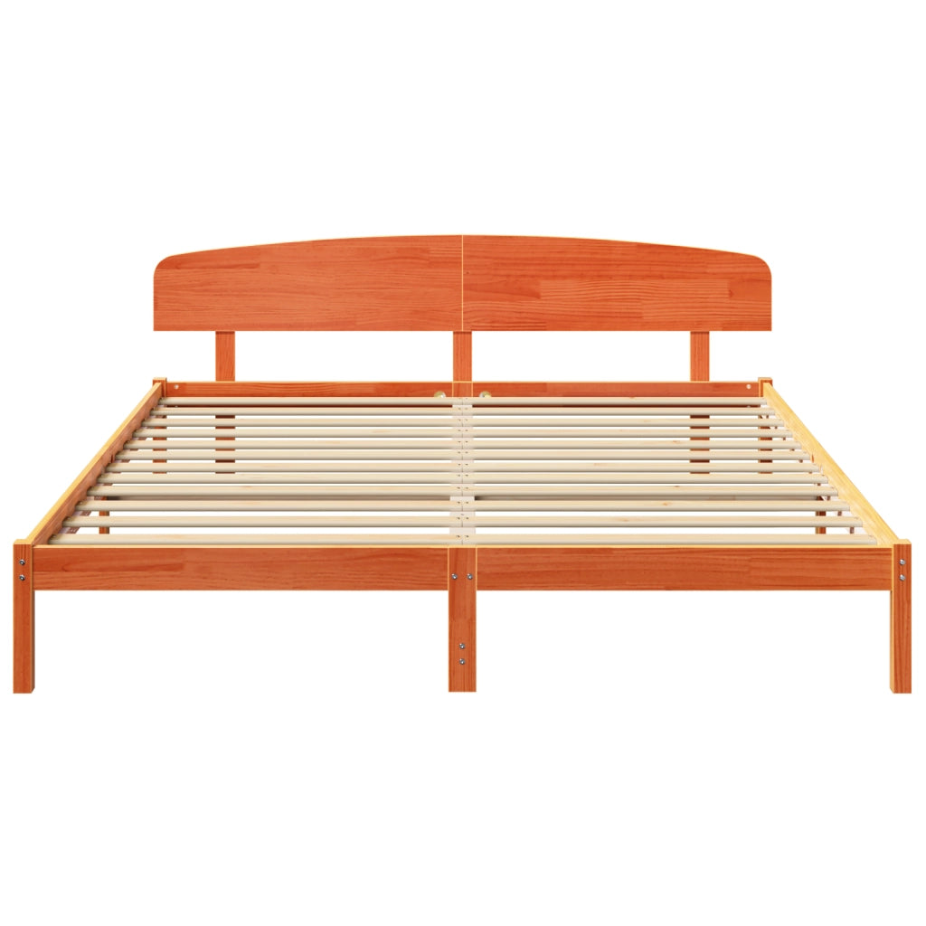 Telaio Letto con Testiera Marrone Cerato 180x200 cm Legno Massello di Pino
