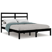 Letto matrimoniale | Letto per adulti | Giroletto Nero in Legno Massello di Pino 140x190 cm