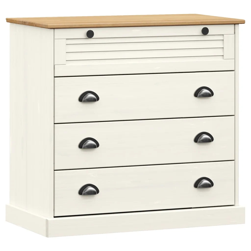 Credenza VIGO Bianca 80x40x176 cm in Legno Massello di Pino