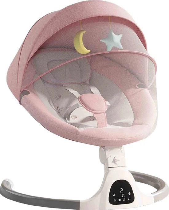 Biancheria per lettini per bambini - Lettino per neonati - Wieg - Sedile oscillante per bambini - Oscillatore elettrico per bambini - Colorazione rosa - 65x65x47.5cm