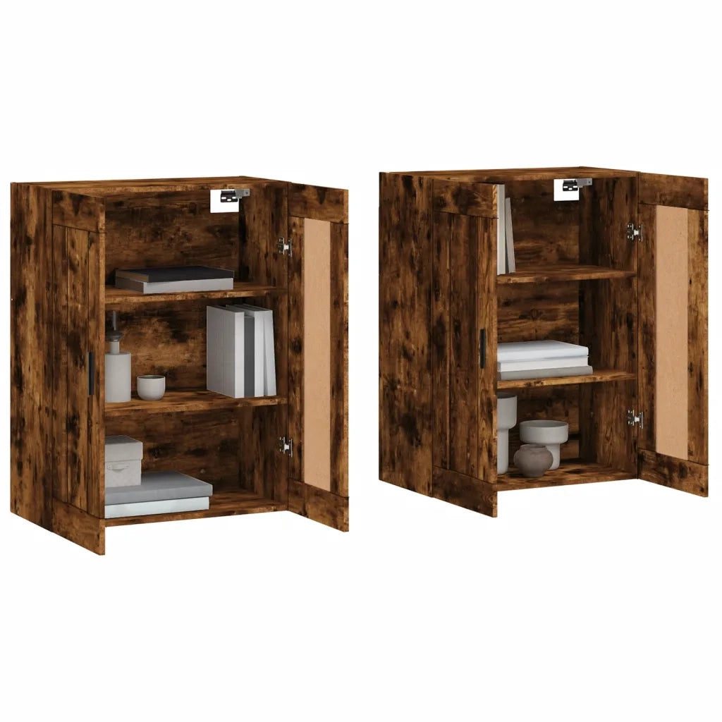 Armadietti a Parete 2 pz Rovere Fumo in Legno Multistratocod mxl 94155