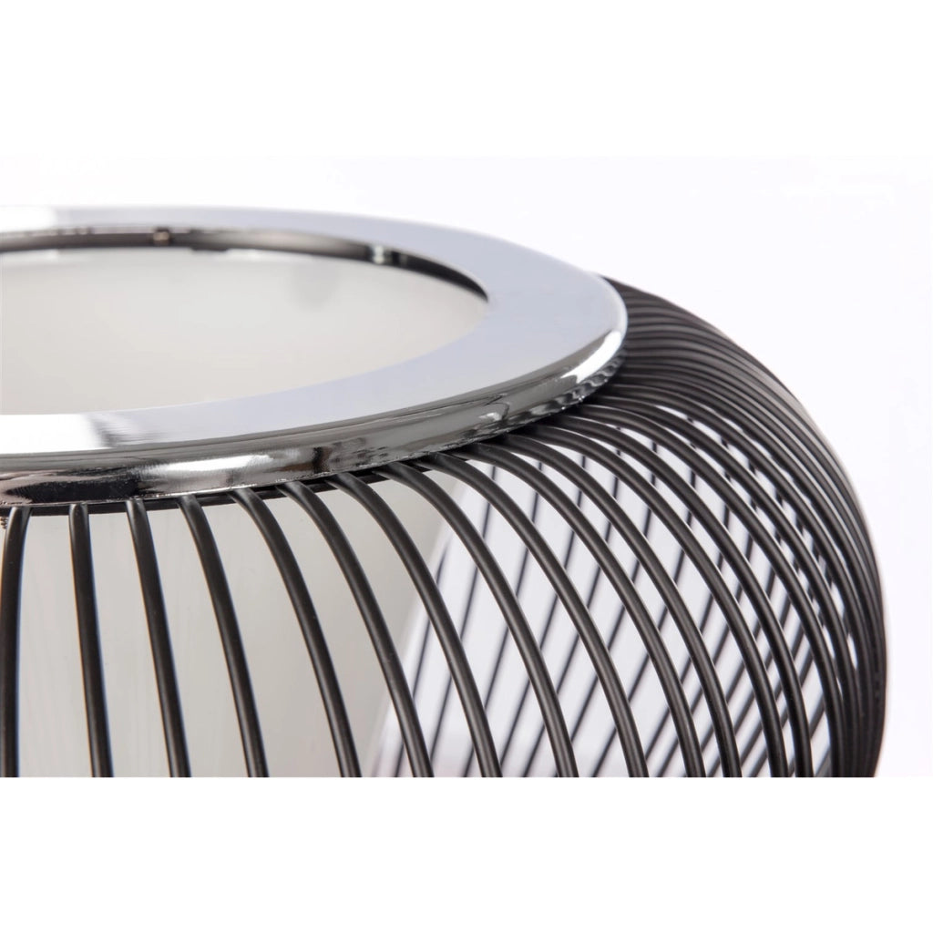 Lampada da tavolo Exota 810 in metallo nero con base cromata