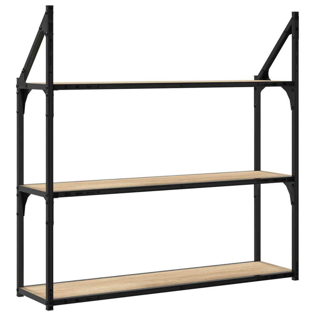 Scaffale Parete 3Ripiani Rovere Sonoma 80x21x78,5cm Multistrato 835455