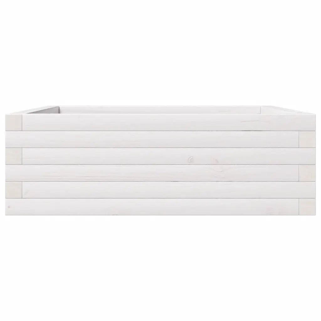 Fioriera | Cassetta per fiori | Vaso da Giardino Bianca 70x70x23 cm Legno Massello di Pino