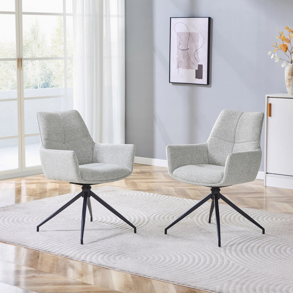 SEDIA Girevole 360° in Tessuto Grigio Chiaro e Metallo Nero