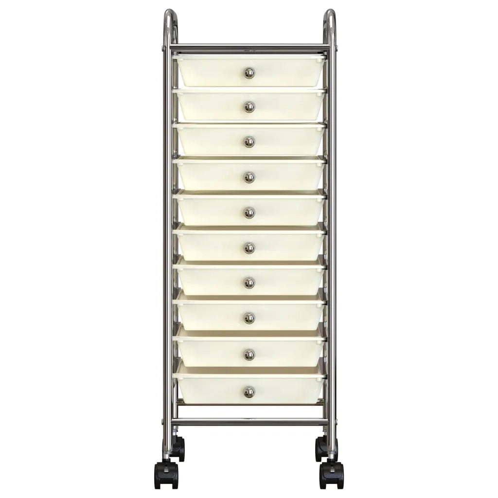 Carrello Portaoggetti Mobile con 10 Cassetti Bianco in Plastica 320403