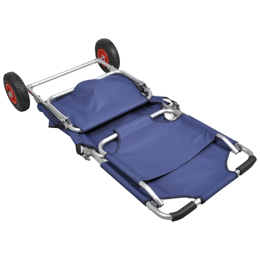 Carrello per la Spiaggia con Ruote Portatile Pieghevole Blu 90446