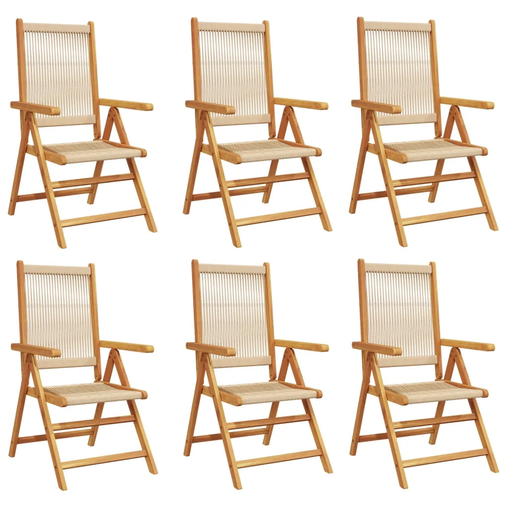 Sedie da Giardino Reclinabili 6pz Beige Legno Massello Acacia