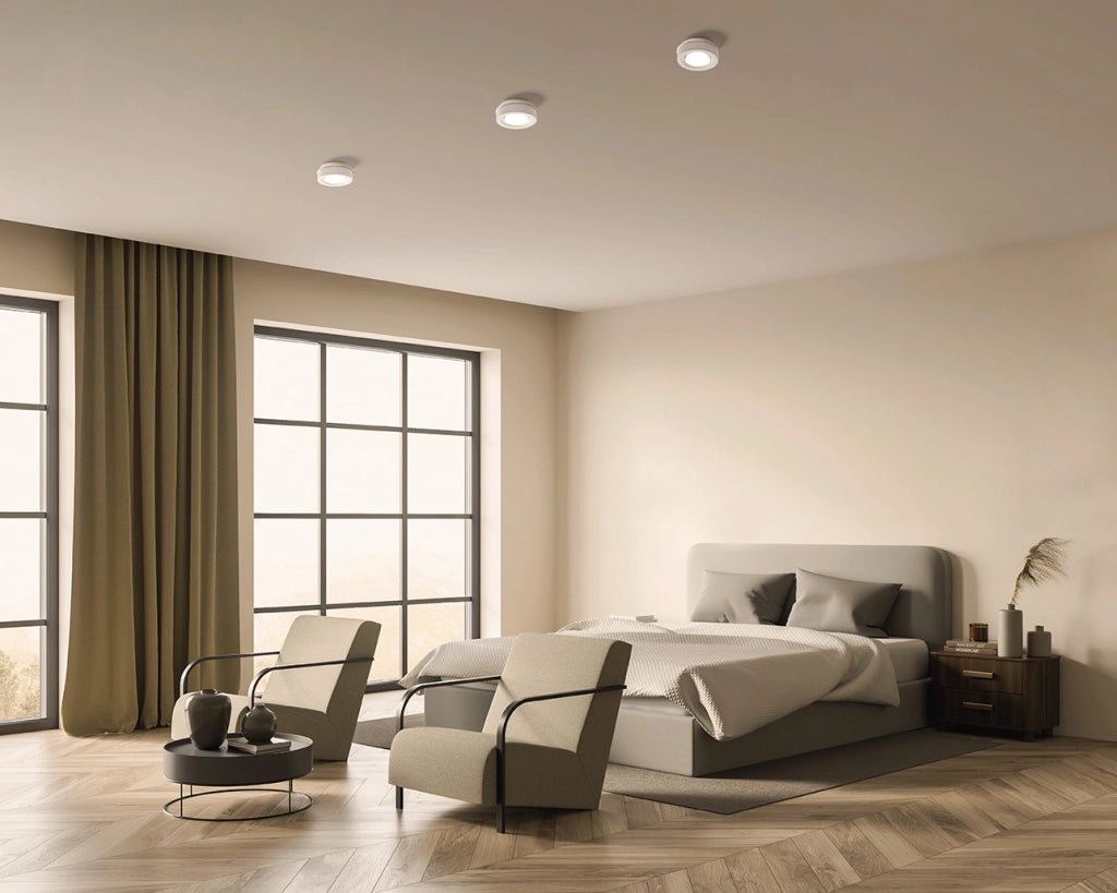 ELLADE Lampada da soffitto 1 luce attacco GX53 in gesso bianco con rifinitura Rame