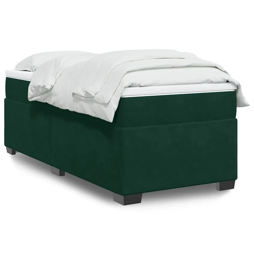 Giroletto a Molle con Materasso Verde Scuro 80x200 cm Velluto
